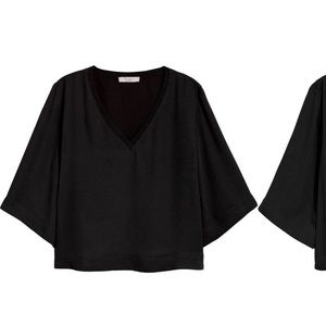 NWOT Chelsea28 Black Rib Trim Top